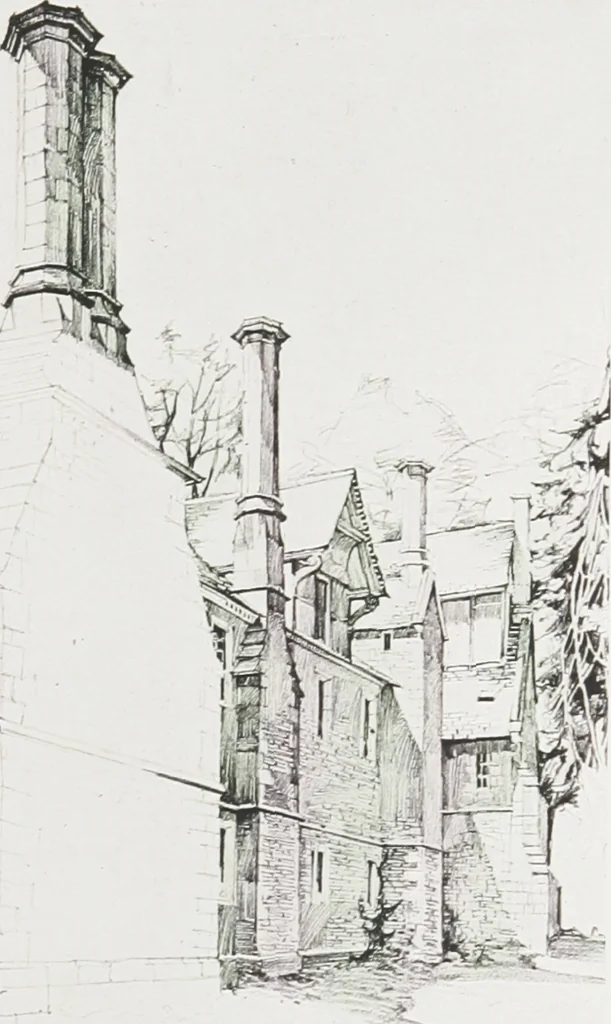 An illustration from Early renaissance architecture in England : a historical and descriptive account of the Tudor, Elizabethan, and Jacobean periods, 1500-1625 : for the use of students and others, 1914, leaf 66