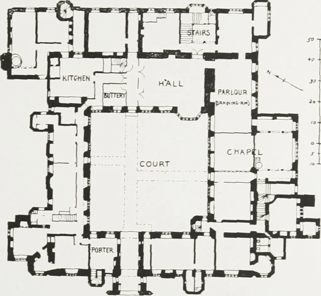An illustration from Early renaissance architecture in England : a historical and descriptive account of the Tudor, Elizabethan, and Jacobean periods, 1500-1625 : for the use of students and others, 1914, leaf 76