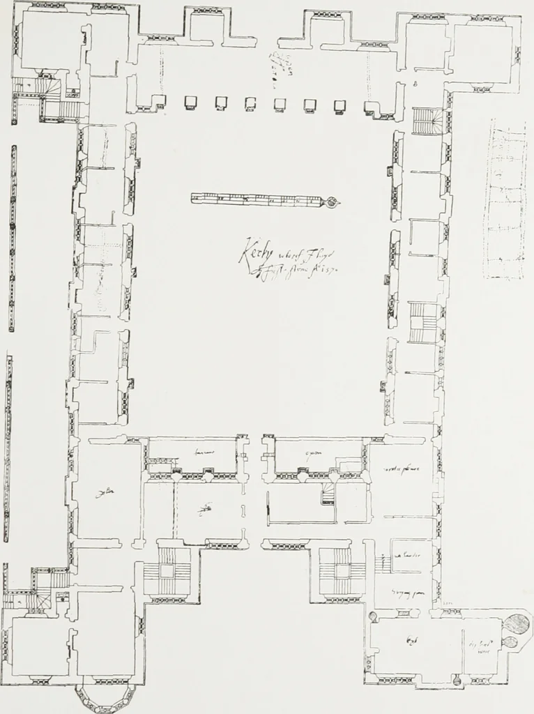 An illustration from Early renaissance architecture in England : a historical and descriptive account of the Tudor, Elizabethan, and Jacobean periods, 1500-1625 : for the use of students and others, 1914, leaf 98