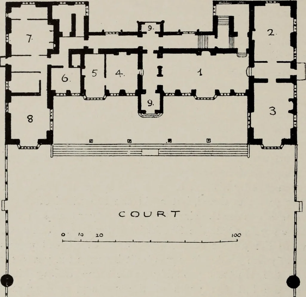 An illustration from Early renaissance architecture in England; a historical and descriptive account of the Tudor, Elizabethan, and Jacobean periods, 1500-1625, for the use of students and others, 1914, leaf 110