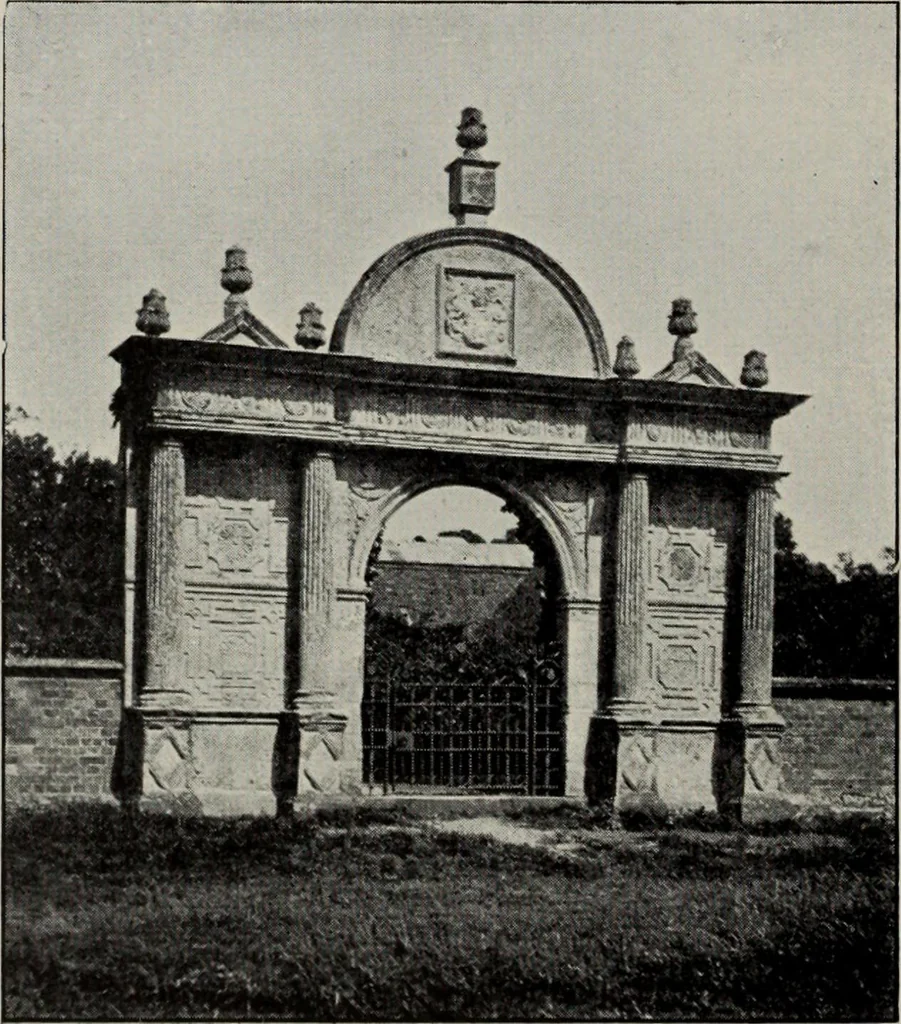 An illustration from Early renaissance architecture in England; a historical and descriptive account of the Tudor, Elizabethan, and Jacobean periods, 1500-1625, for the use of students and others, 1914, leaf 128