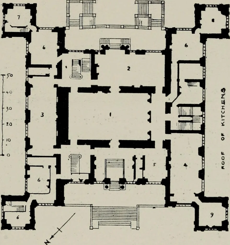 An illustration from Early renaissance architecture in England; a historical and descriptive account of the Tudor, Elizabethan, and Jacobean periods, 1500-1625, for the use of students and others, 1914, leaf 147