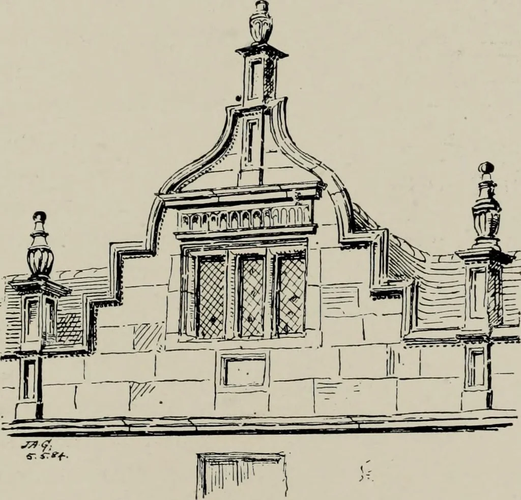 An illustration from Early renaissance architecture in England; a historical and descriptive account of the Tudor, Elizabethan, and Jacobean periods, 1500-1625, for the use of students and others, 1914, leaf 175