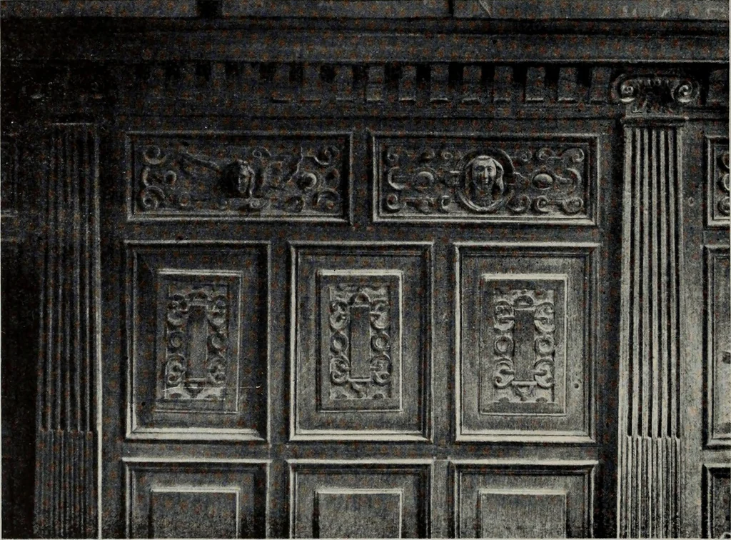 An illustration from Early renaissance architecture in England; a historical and descriptive account of the Tudor, Elizabethan, and Jacobean periods, 1500-1625, for the use of students and others, 1914, leaf 216