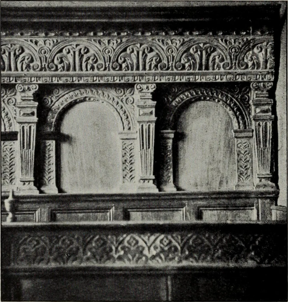 An illustration from Early renaissance architecture in England; a historical and descriptive account of the Tudor, Elizabethan, and Jacobean periods, 1500-1625, for the use of students and others, 1914, leaf 218