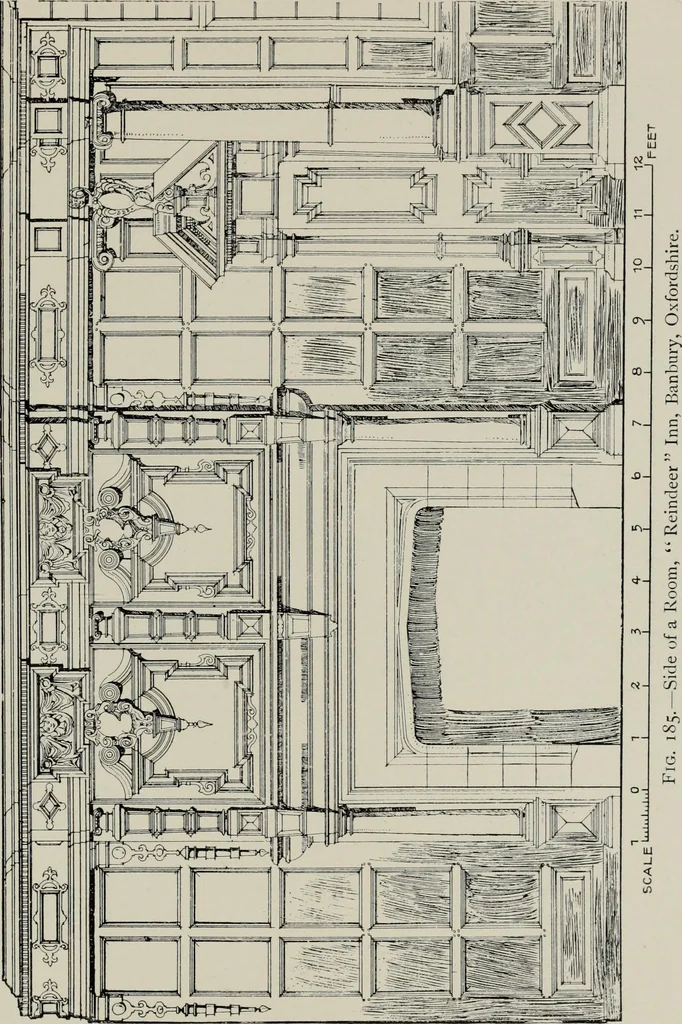 An illustration from Early renaissance architecture in England; a historical and descriptive account of the Tudor, Elizabethan, and Jacobean periods, 1500-1625, for the use of students and others, 1914, leaf 229