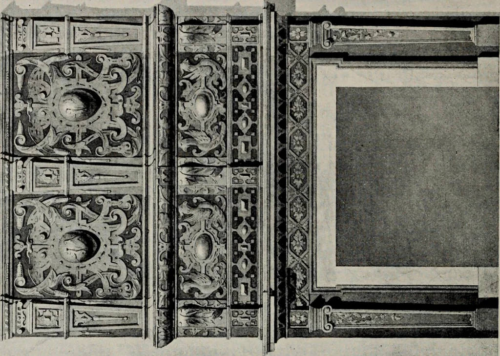 An illustration from Early renaissance architecture in England; a historical and descriptive account of the Tudor, Elizabethan, and Jacobean periods, 1500-1625, for the use of students and others, 1914, leaf 246