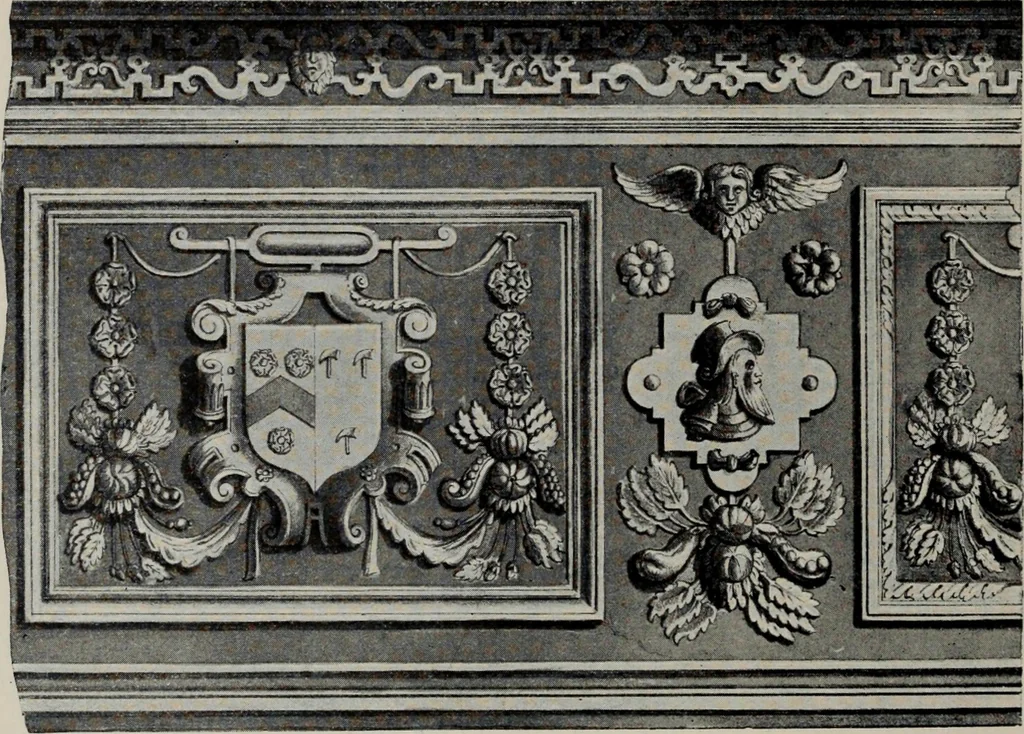 An illustration from Early renaissance architecture in England; a historical and descriptive account of the Tudor, Elizabethan, and Jacobean periods, 1500-1625, for the use of students and others, 1914, leaf 268