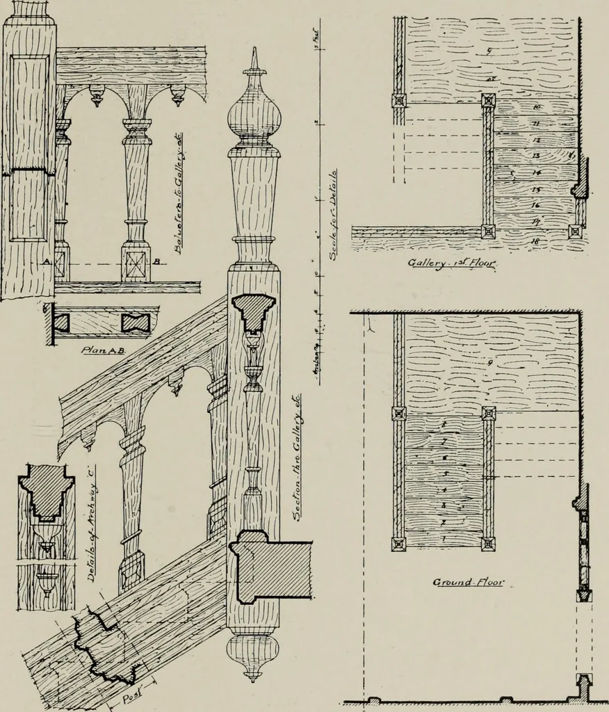 An illustration from Early renaissance architecture in England; a historical and descriptive account of the Tudor, Elizabethan, and Jacobean periods, 1500-1625, for the use of students and others, 1914, leaf 277
