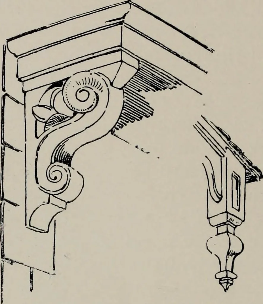 An illustration from Early renaissance architecture in England; a historical and descriptive account of the Tudor, Elizabethan, and Jacobean periods, 1500-1625, for the use of students and others, 1914, leaf 300