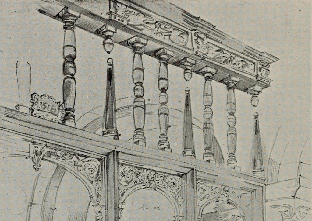 An illustration from Early renaissance architecture in England; a historical and descriptive account of the Tudor, Elizabethan, and Jacobean periods, 1500-1625, for the use of students and others, 1914, leaf 316