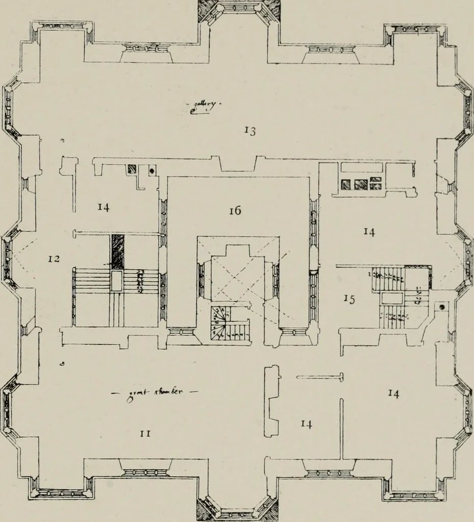 An illustration from Early renaissance architecture in England; a historical and descriptive account of the Tudor, Elizabethan, and Jacobean periods, 1500-1625, for the use of students and others, 1914, leaf 339
