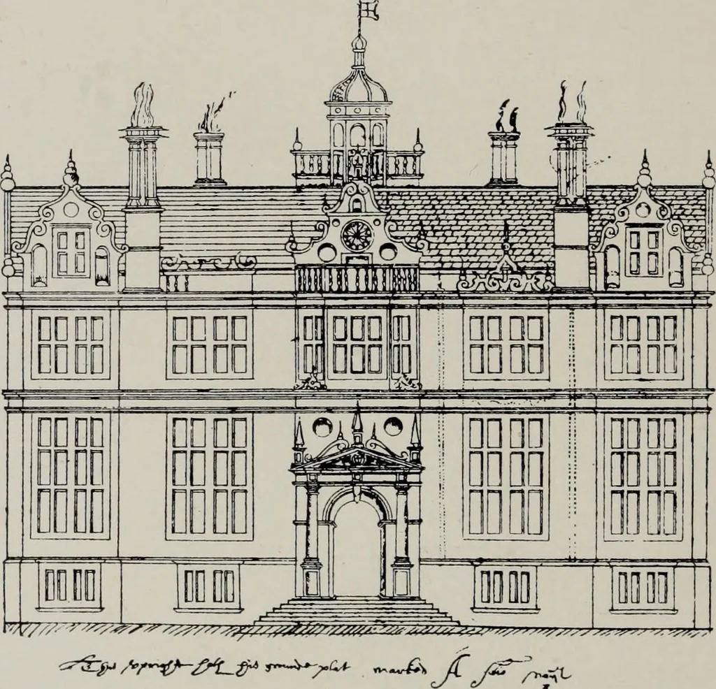 An illustration from Early renaissance architecture in England; a historical and descriptive account of the Tudor, Elizabethan, and Jacobean periods, 1500-1625, for the use of students and others, 1914, leaf 340