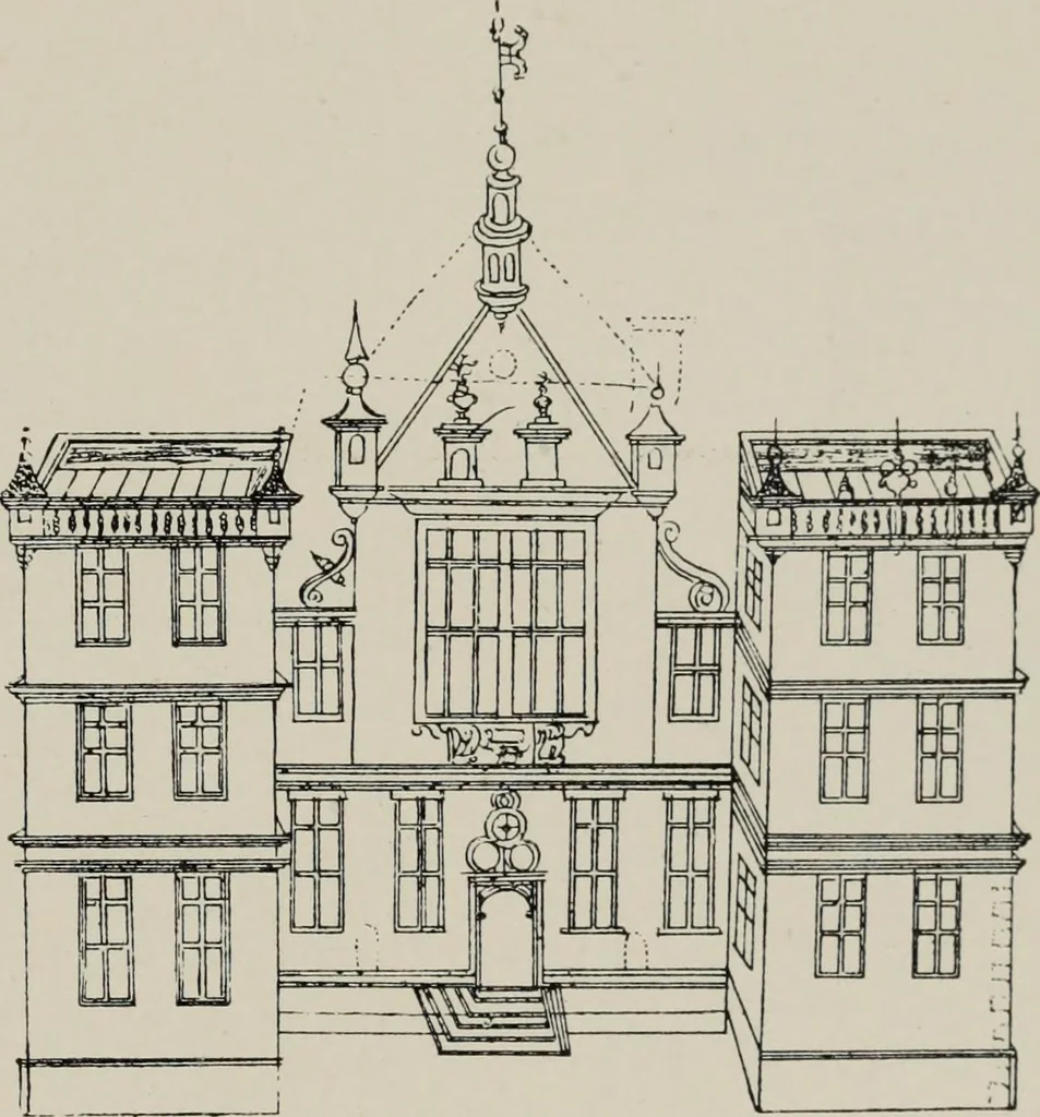An illustration from Early renaissance architecture in England; a historical and descriptive account of the Tudor, Elizabethan, and Jacobean periods, 1500-1625, for the use of students and others, 1914, leaf 343