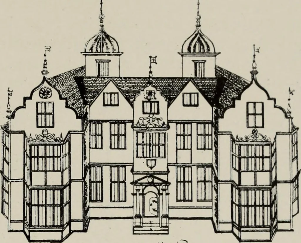 An illustration from Early renaissance architecture in England; a historical and descriptive account of the Tudor, Elizabethan, and Jacobean periods, 1500-1625, for the use of students and others, 1914, leaf 345