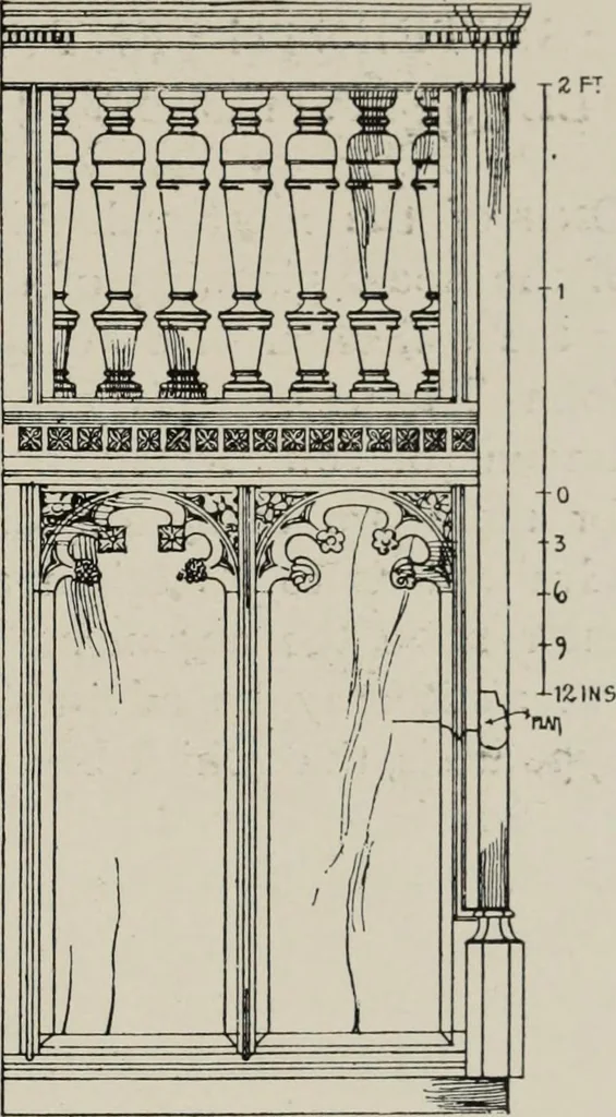 An illustration from Early renaissance architecture in England; a historical and descriptive account of the Tudor, Elizabethan, and Jacobean periods, 1500-1625, for the use of students and others, 1914, leaf 355