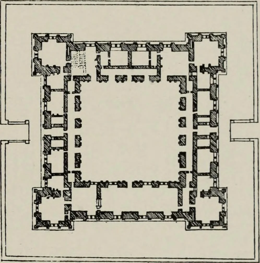 An illustration from Early renaissance architecture in England; a historical and descriptive account of the Tudor, Elizabethan, and Jacobean periods, 1500-1625, for the use of students and others, 1914, leaf 357