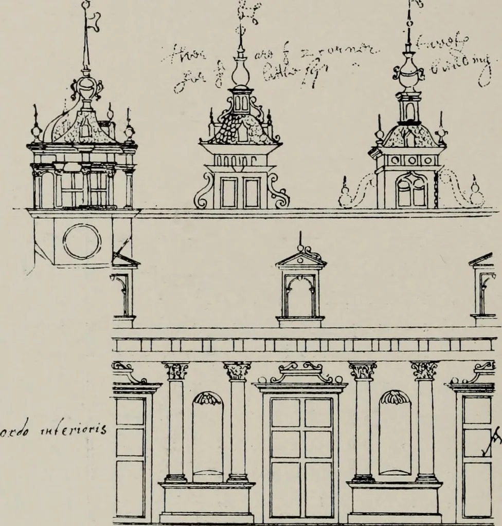 An illustration from Early renaissance architecture in England; a historical and descriptive account of the Tudor, Elizabethan, and Jacobean periods, 1500-1625, for the use of students and others, 1914, leaf 358