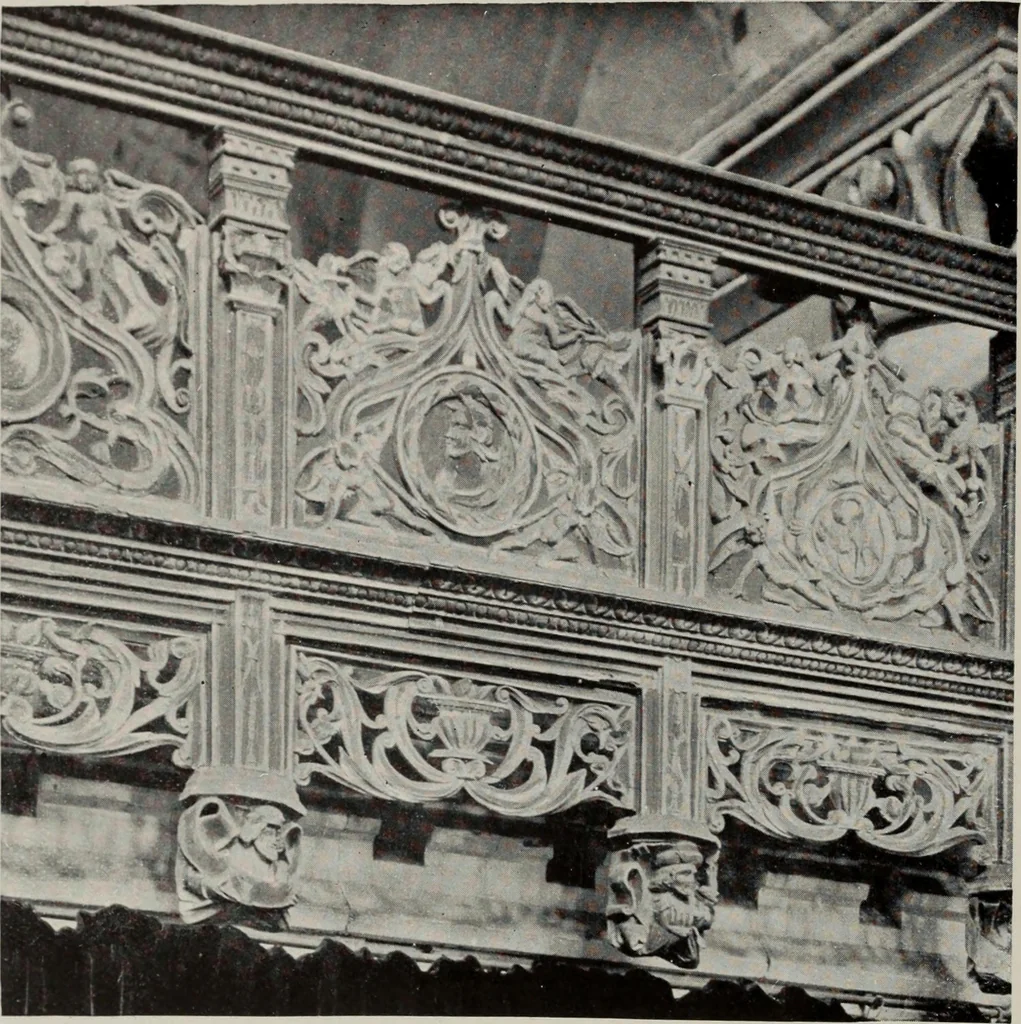 An illustration from Early renaissance architecture in England; a historical and descriptive account of the Tudor, Elizabethan, and Jacobean periods, 1500-1625, for the use of students and others, 1914, leaf 54