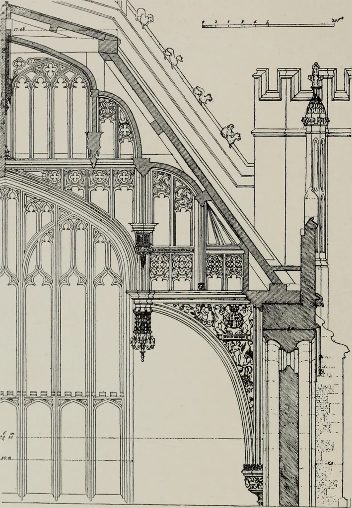 An illustration from Early renaissance architecture in England; a historical and descriptive account of the Tudor, Elizabethan, and Jacobean periods, 1500-1625, for the use of students and others, 1914, leaf 58