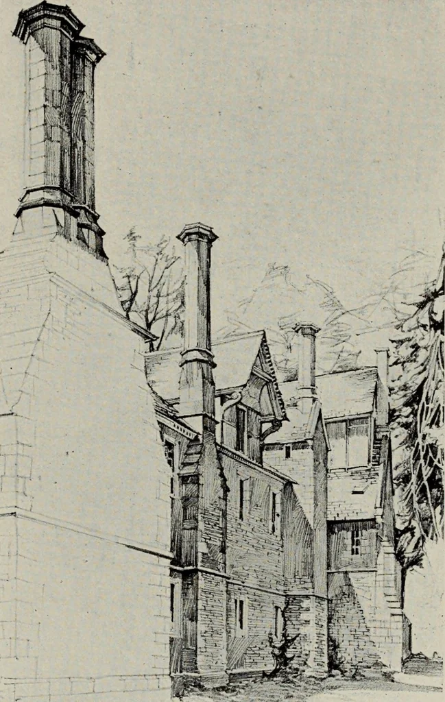 An illustration from Early renaissance architecture in England; a historical and descriptive account of the Tudor, Elizabethan, and Jacobean periods, 1500-1625, for the use of students and others, 1914, leaf 69