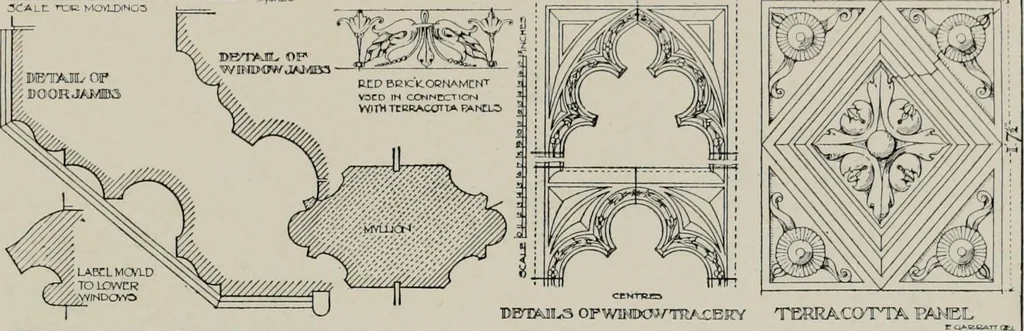 An illustration from Early renaissance architecture in England; a historical and descriptive account of the Tudor, Elizabethan, and Jacobean periods, 1500-1625, for the use of students and others, 1914, leaf 85