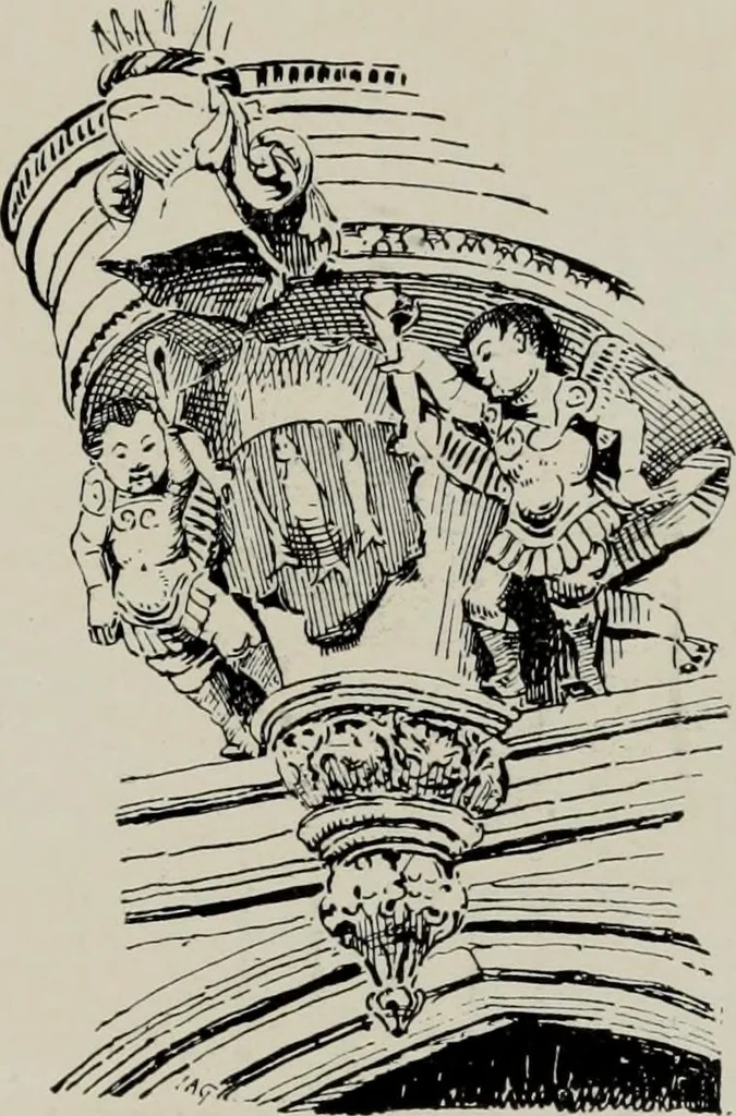 An illustration from Early renaissance architecture in England; a historical and descriptive account of the Tudor, Elizabethan, and Jacobean periods, 1500-1625, for the use of students and others, 1914, leaf 96