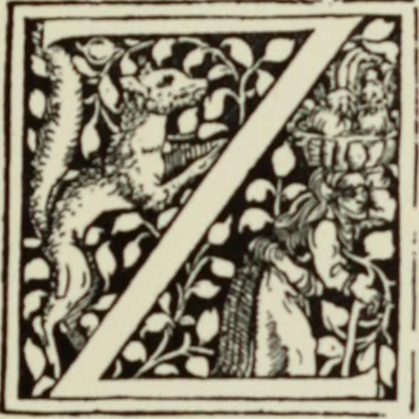 An illustration from Early woodcut initials : containing over thirteen hundred reproductions of ornamental letters of the fifteenth and sixteenth centuries, 1908, leaf 144