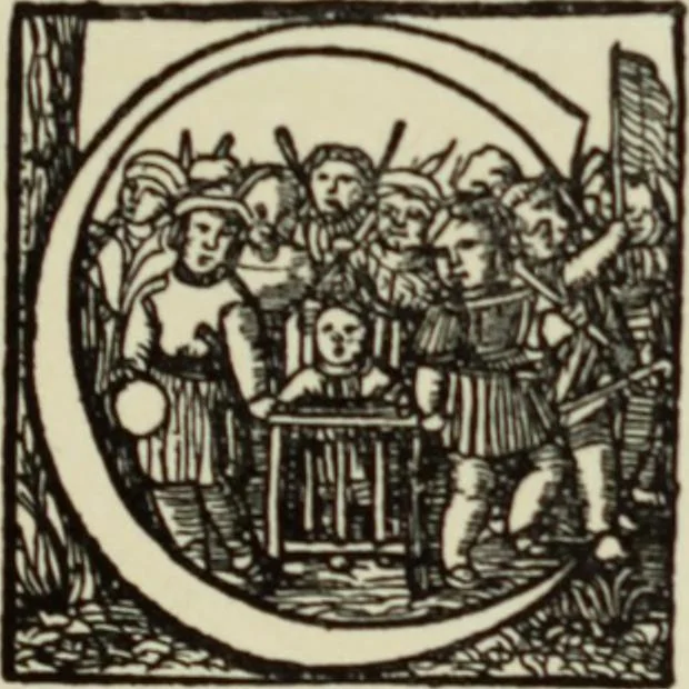 An illustration from Early woodcut initials : containing over thirteen hundred reproductions of ornamental letters of the fifteenth and sixteenth centuries, 1908, leaf 144