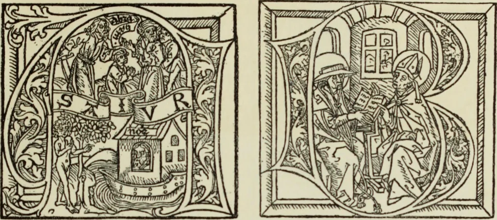An illustration from Early woodcut initials : containing over thirteen hundred reproductions of ornamental letters of the fifteenth and sixteenth centuries, 1908, leaf 148