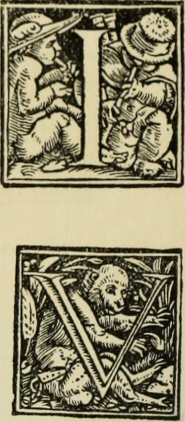An illustration from Early woodcut initials : containing over thirteen hundred reproductions of ornamental letters of the fifteenth and sixteenth centuries, 1908, leaf 159