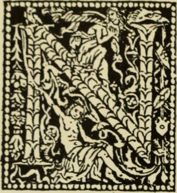 An illustration from Early woodcut initials : containing over thirteen hundred reproductions of ornamental letters of the fifteenth and sixteenth centuries, 1908, leaf 205