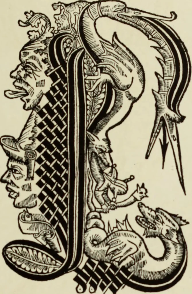 An illustration from Early woodcut initials : containing over thirteen hundred reproductions of ornamental letters of the fifteenth and sixteenth centuries, 1908, leaf 218