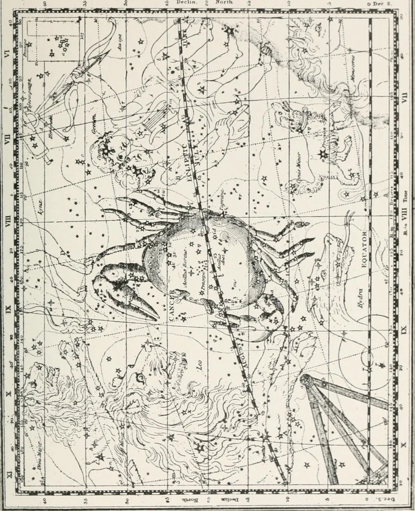 An illustration from Earthology; humanity characterized by the earth, sun, and zodiac, with prognostications from the moon, 1901, leaf 61