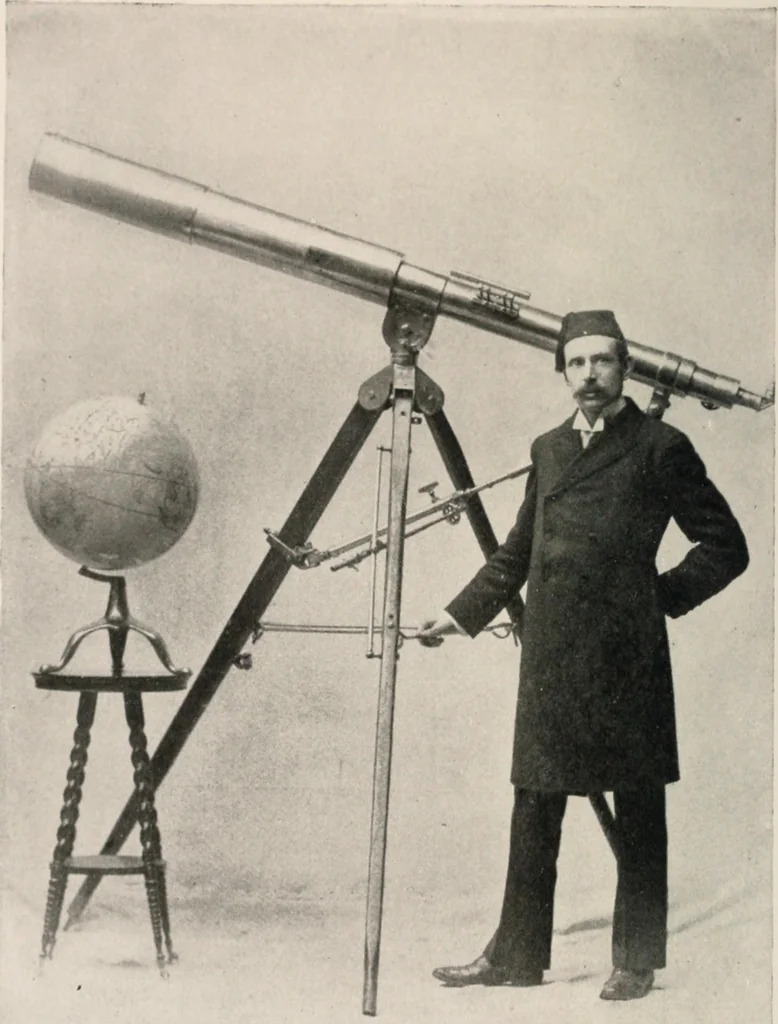 An illustration from Earthology; humanity characterized by the earth, sun, and zodiac, with prognostications from the moon, 1901, leaf 8