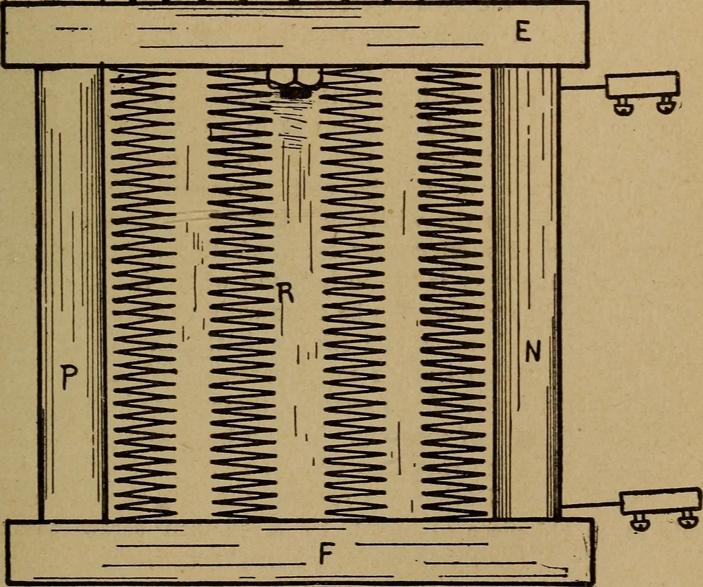 An illustration from Easy electrical experiments and how to make them;, 1918, leaf 116
