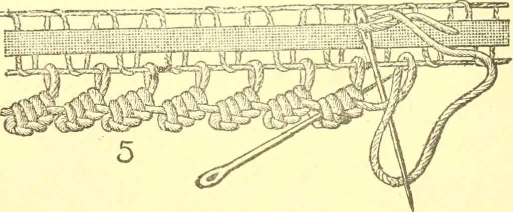 An illustration from Easy lessons for lace makers : fancy stitches illustrated showing clearly how to make all modern laces, 1901, leaf 6