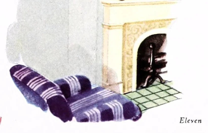 An illustration from Easy steps in painting : how to enamel, how to paint a house, how to varnish and other facts : the A. Wilhelm Company, paints, varnishes, lacquers, enamels., 1930, leaf 11