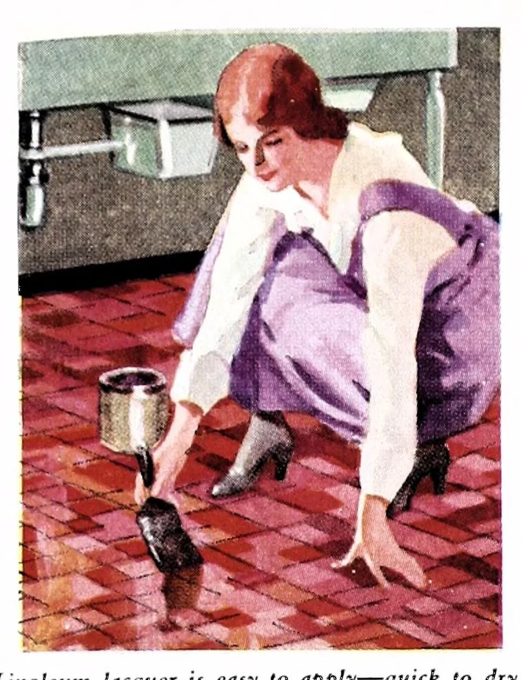 An illustration from Easy steps in painting : how to enamel, how to paint a house, how to varnish and other facts : the A. Wilhelm Company, paints, varnishes, lacquers, enamels., 1930, leaf 13