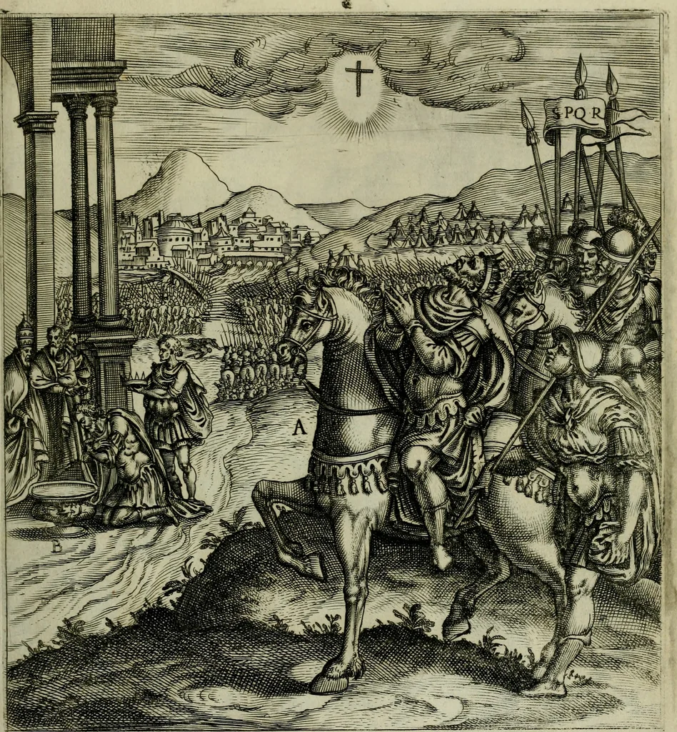 An illustration from Ecclesiae anglicanae trophæa, siue, Sanctor martyrum, qui pro Christo catholicæq fidei veritate asserenda : antiquo recentioriq persecutionum tempore, mortem in Anglia subierunt, passiones, Romæ in Collegio Anglico, 1584, leaf 16