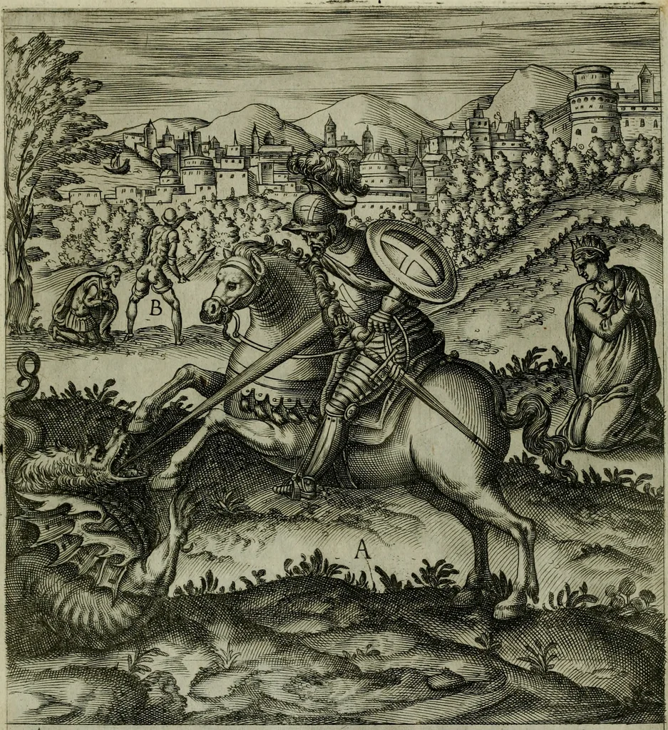An illustration from Ecclesiae anglicanae trophæa, siue, Sanctor martyrum, qui pro Christo catholicæq fidei veritate asserenda : antiquo recentioriq persecutionum tempore, mortem in Anglia subierunt, passiones, Romæ in Collegio Anglico, 1584, leaf 30