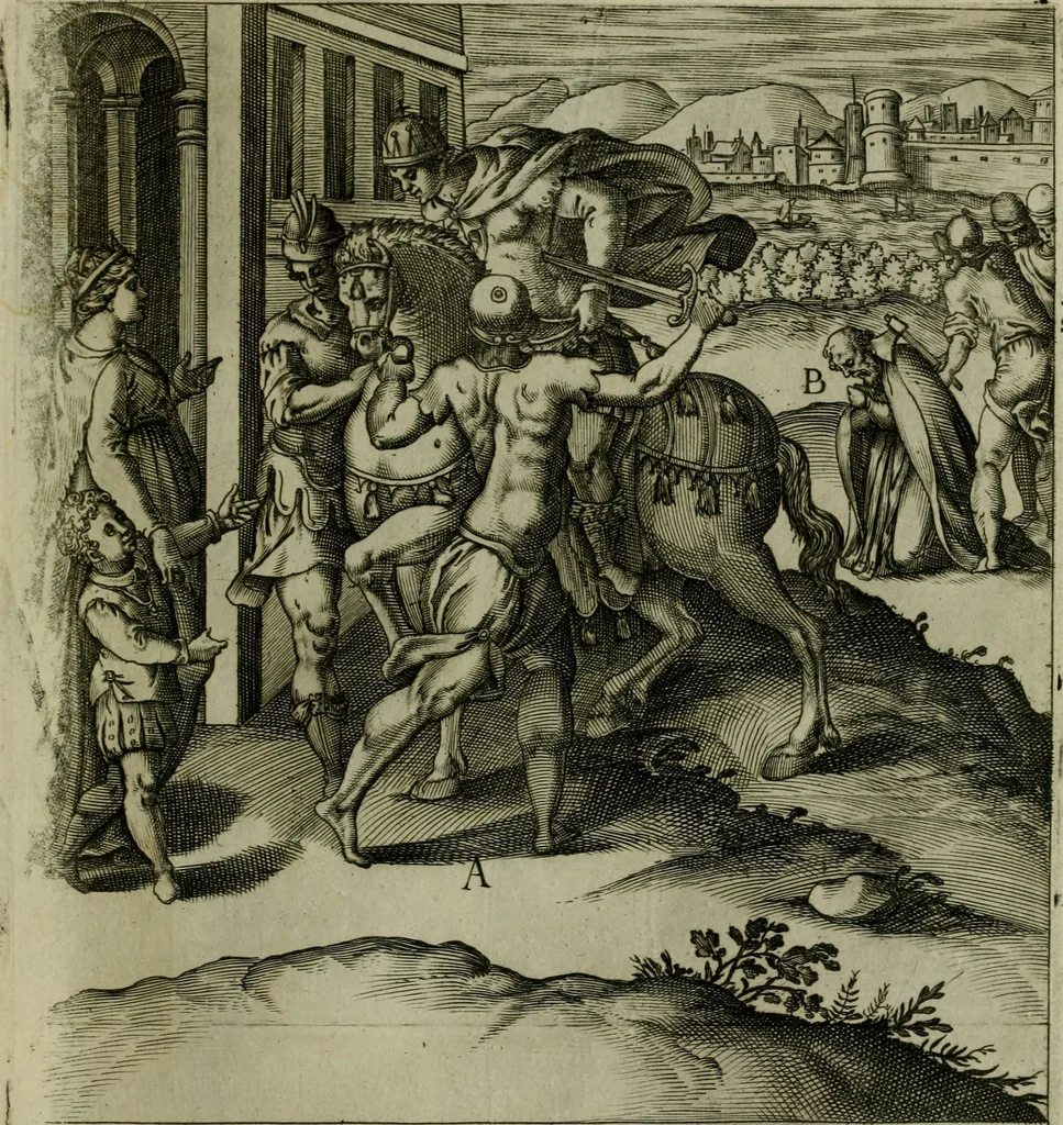 An illustration from Ecclesiae anglicanae trophæa, siue, Sanctor martyrum, qui pro Christo catholicæq fidei veritate asserenda : antiquo recentioriq persecutionum tempore, mortem in Anglia subierunt, passiones, Romæ in Collegio Anglico, 1584, leaf 48