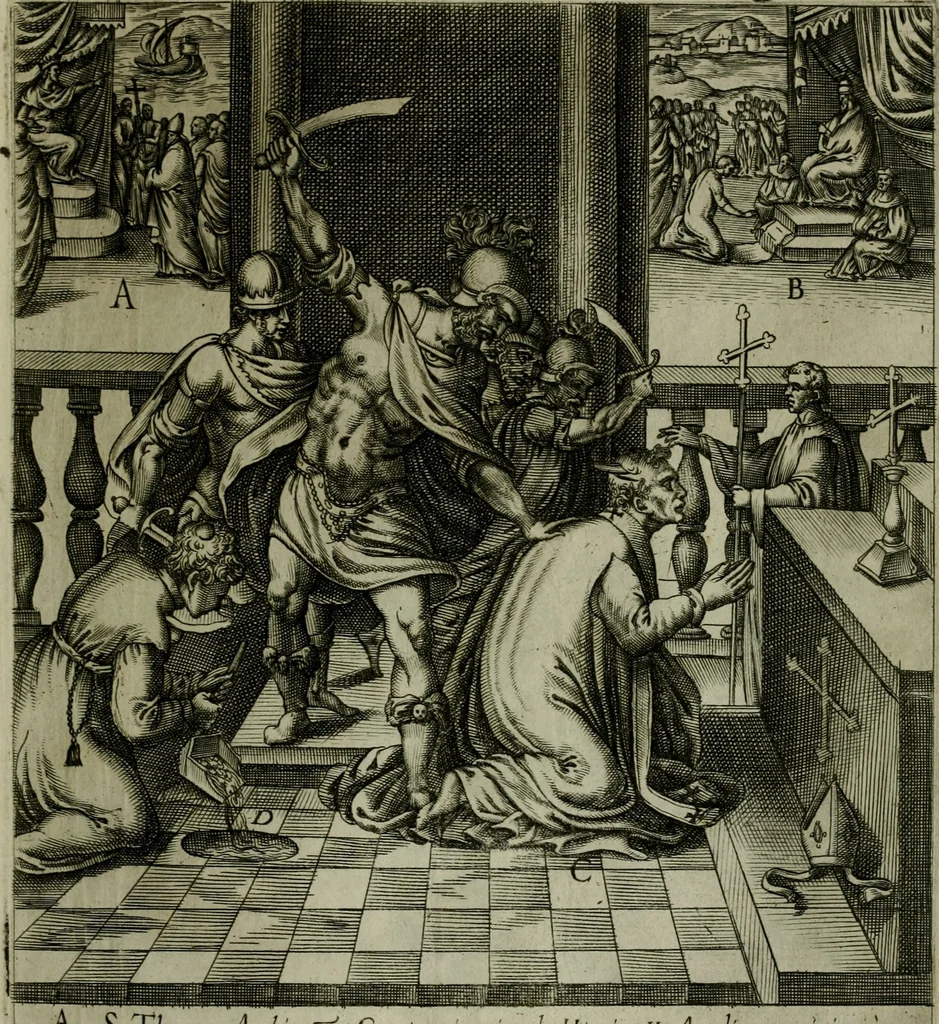 An illustration from Ecclesiae anglicanae trophæa, siue, Sanctor martyrum, qui pro Christo catholicæq fidei veritate asserenda : antiquo recentioriq persecutionum tempore, mortem in Anglia subierunt, passiones, Romæ in Collegio Anglico, 1584, leaf 52