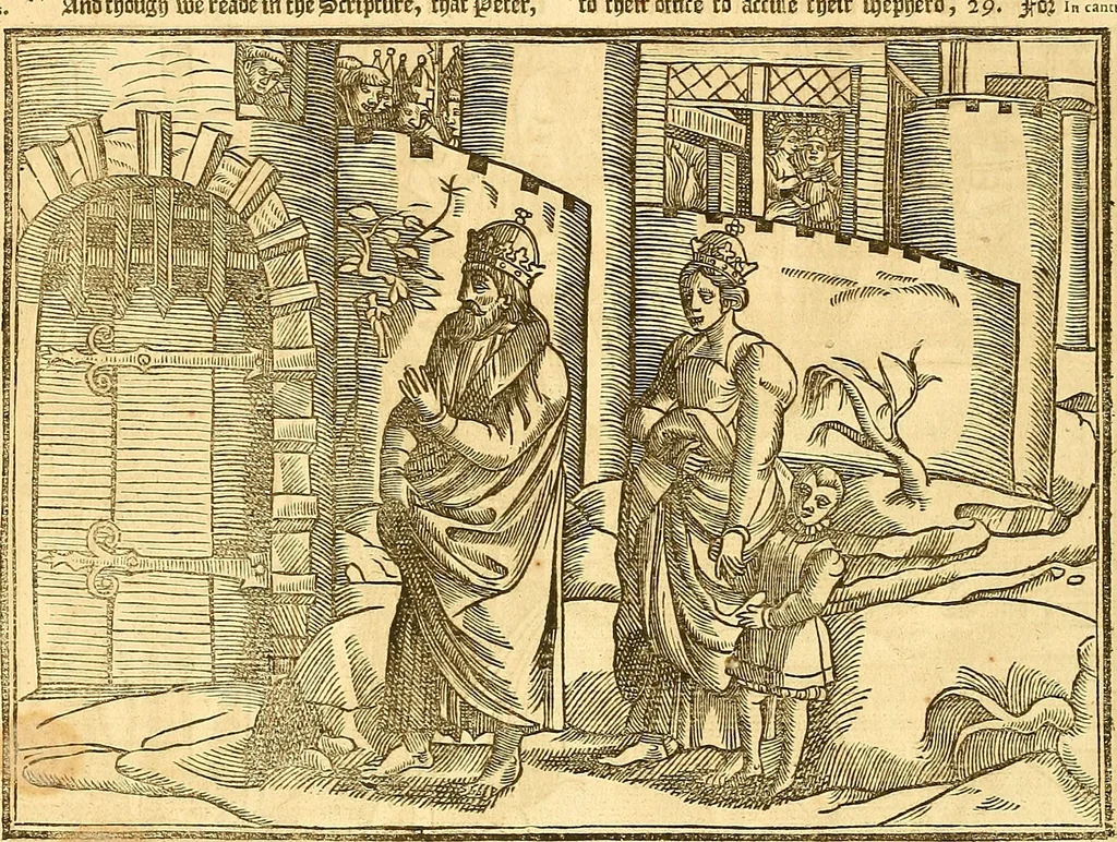 An illustration from The Ecclesiasticall historie : containing the Acts and monuments of martyrs, with a generall discourse of these later persecutions, horrible troubles and tumults, stirred up by Romish prelates in the Church: with divers other things incident, especially to this Realme of England and Scotland, as partly also to all other forraigne nations appertaining, from the time of Q. Maries entring upon the Crowne, to the reigne of our late gracious Soveraigne, Q. Elizabeth of blessed memorie, 1641, leaf 1147