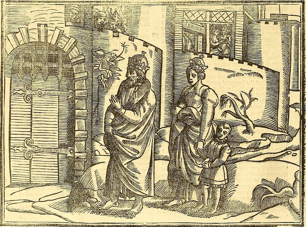 An illustration from The Ecclesiasticall historie : containing the Acts and monuments of martyrs, with a generall discourse of these later persecutions, horrible troubles and tumults, stirred up by Romish prelates in the Church: with divers other things incident, especially to this Realme of England and Scotland, as partly also to all other forraigne nations appertaining, from the time of Q. Maries entring upon the Crowne, to the reigne of our late gracious Soveraigne, Q. Elizabeth of blessed memorie, 1641, leaf 363