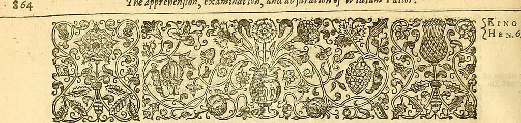 An illustration from The Ecclesiasticall historie : containing the Acts and monuments of martyrs, with a generall discourse of these later persecutions, horrible troubles and tumults, stirred up by Romish prelates in the Church: with divers other things incident, especially to this Realme of England and Scotland, as partly also to all other forraigne nations appertaining, from the time of Q. Maries entring upon the Crowne, to the reigne of our late gracious Soveraigne, Q. Elizabeth of blessed memorie, 1641, leaf 987