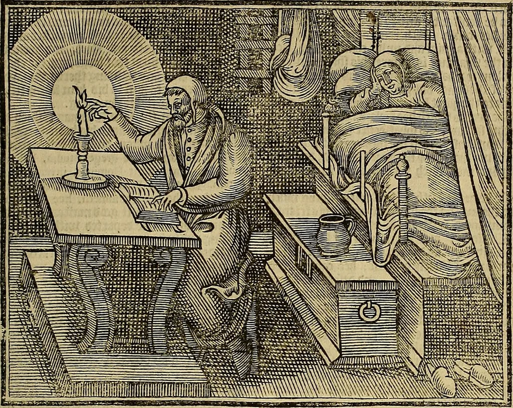 An illustration from The Ecclesiasticall historie : containing the Acts and monuments of martyrs, with a generall discourse of these later persecutions, horrible troubles and tumults, stirred up by Romish prelates in the Church: with divers other things incident, especially to this Realme of England and Scotland, as partly also to all other forraigne nations appertaining, from the time of Q. Maries entring upon the Crowne, to the reigne of our late gracious Soveraigne, Q. Elizabeth of blessed memorie, 1641, leaf 344