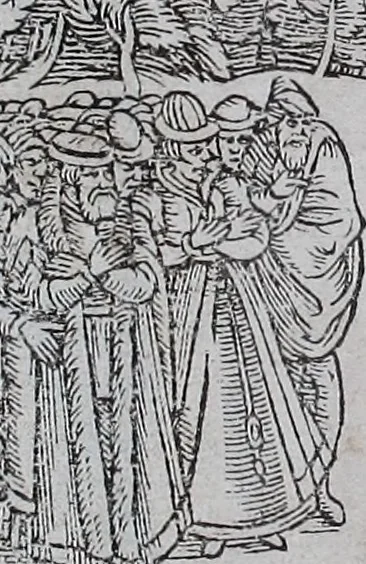 An illustration from The Ecclesiasticall historie : containing the Acts and monuments of martyrs, with a generall discourse of these later persecutions, horrible troubles and tumults, stirred up by Romish prelates in the Church: with divers other things incident, especially to this Realme of England and Scotland, as partly also to all other forraigne nations appertaining, from the time of Q. Maries entring upon the Crowne, to the reigne of our late gracious Soveraigne, Q. Elizabeth of blessed memorie, 1641, leaf 622