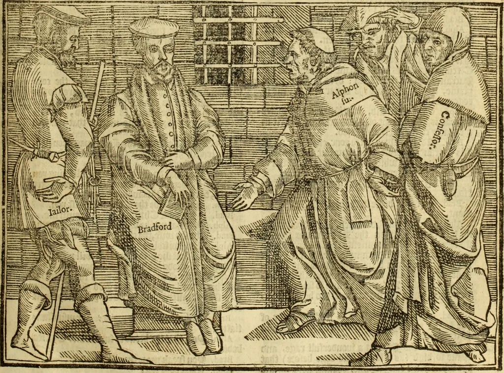 An illustration from The Ecclesiasticall historie : containing the Acts and monuments of martyrs, with a generall discourse of these later persecutions, horrible troubles and tumults, stirred up by Romish prelates in the Church: with divers other things incident, especially to this Realme of England and Scotland, as partly also to all other forraigne nations appertaining, from the time of Q. Maries entring upon the Crowne, to the reigne of our late gracious Soveraigne, Q. Elizabeth of blessed memorie, 1641, leaf 306