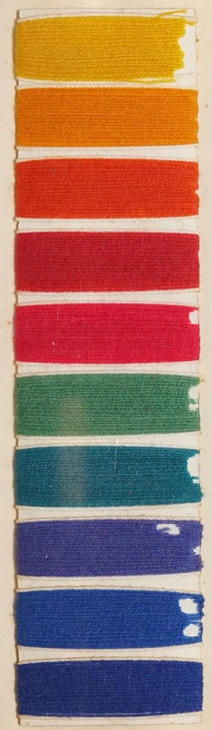 An illustration from Echte Färbungen auf Kammgarn = Fast shades on worsted yarn = Tientes solides sur fil de laine peignée., 1900, leaf 65